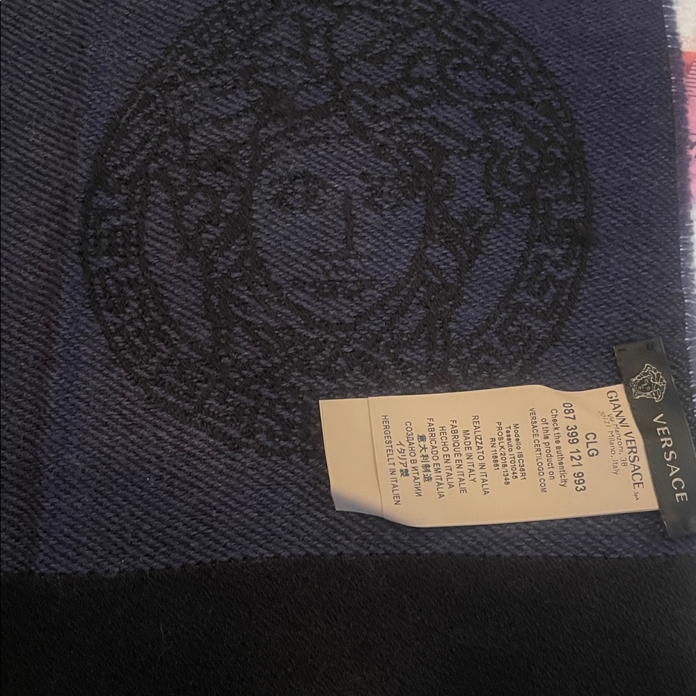 Versace Black and Dark Blue Scarf